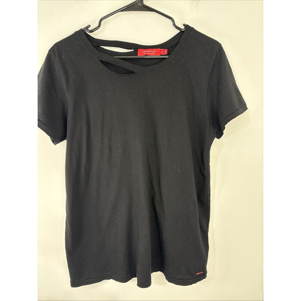 N:Philanthropy WOMEN'S SIZE Large Zander Distressed Short Sleeve Cotton Tee $78